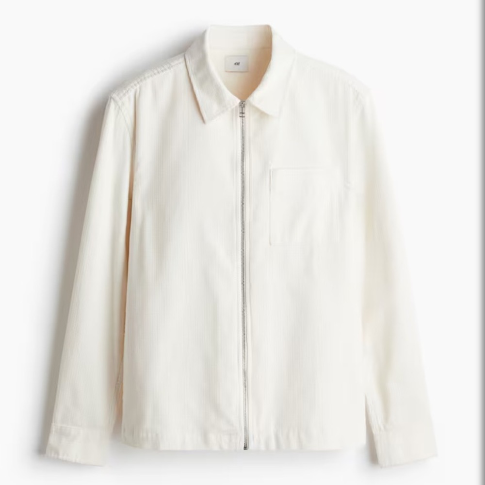 H&M Cream Corduroy Lightweight Jacket for Men